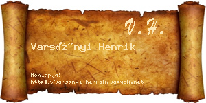 Varsányi Henrik névjegykártya
